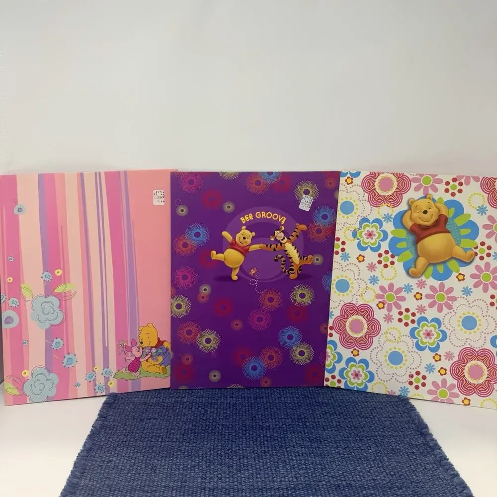 Set of 3 Disney Winnie The Pooh 3-Ring 2-Pocket Subject Folders School Supplies